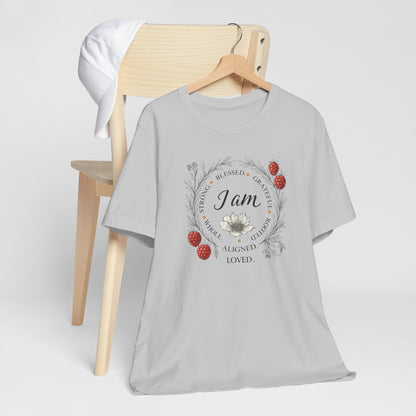 I Am Aligned & Loved – Spiritual Botanical Affirmation Tee