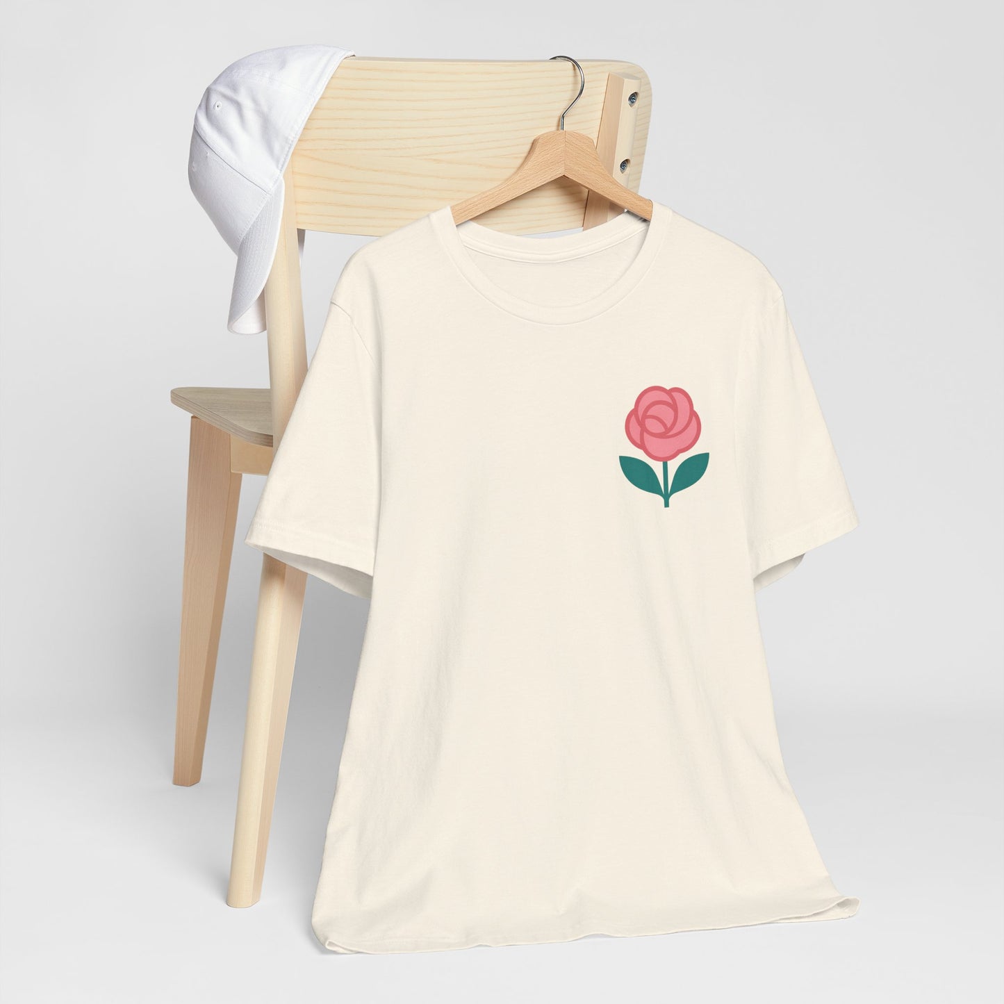 Love in Full Bloom T-Shirt – Retro Floral Graphic Tee with Front Rose & Back Flower Design – Positive Vibes Shirt