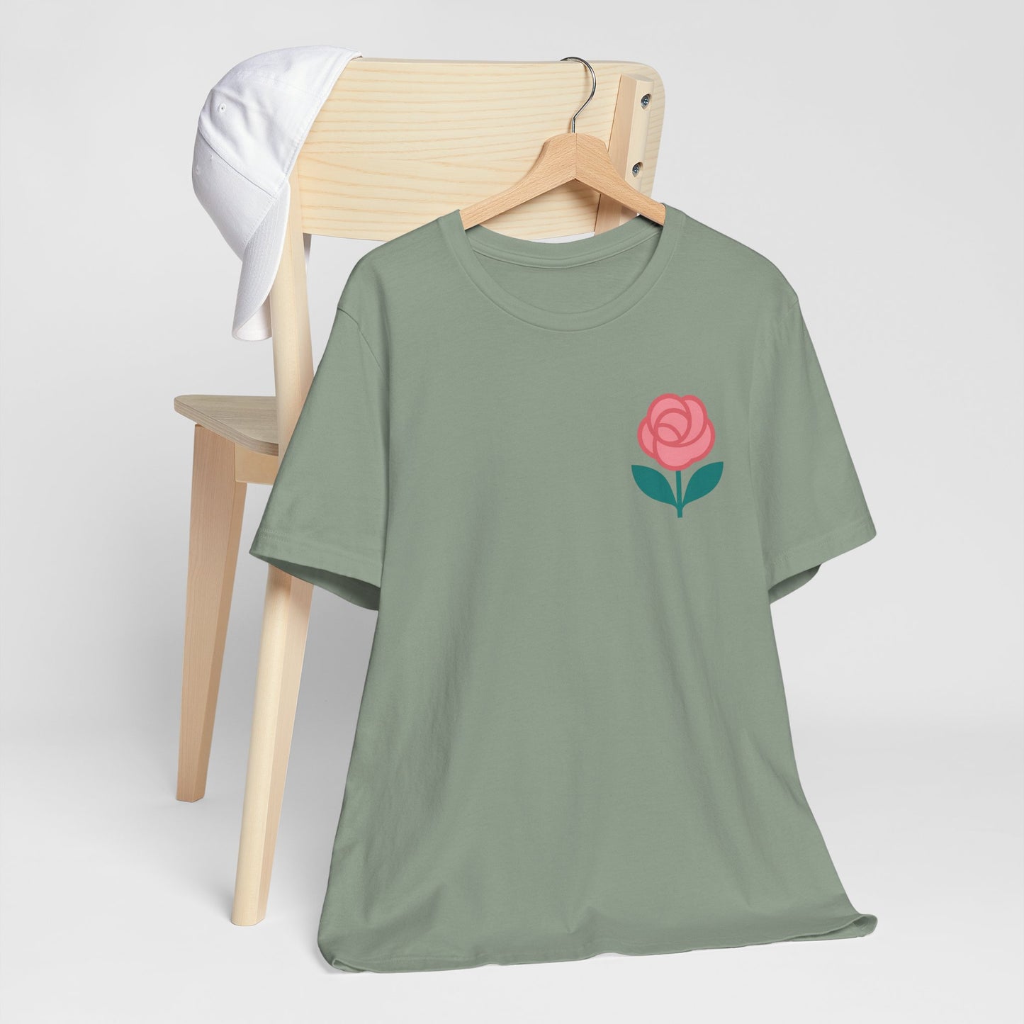 Love in Full Bloom T-Shirt – Retro Floral Graphic Tee with Front Rose & Back Flower Design – Positive Vibes Shirt