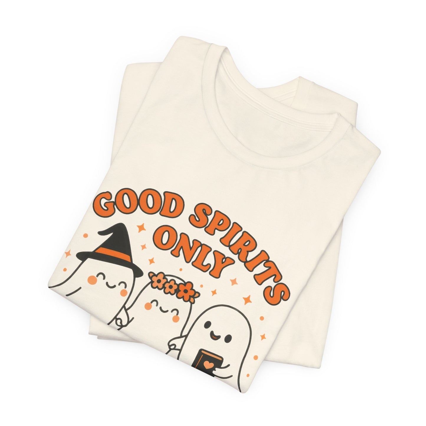 Good Spirits Only Halloween T-Shirt – Cute Kawaii Ghost Friends Tee
