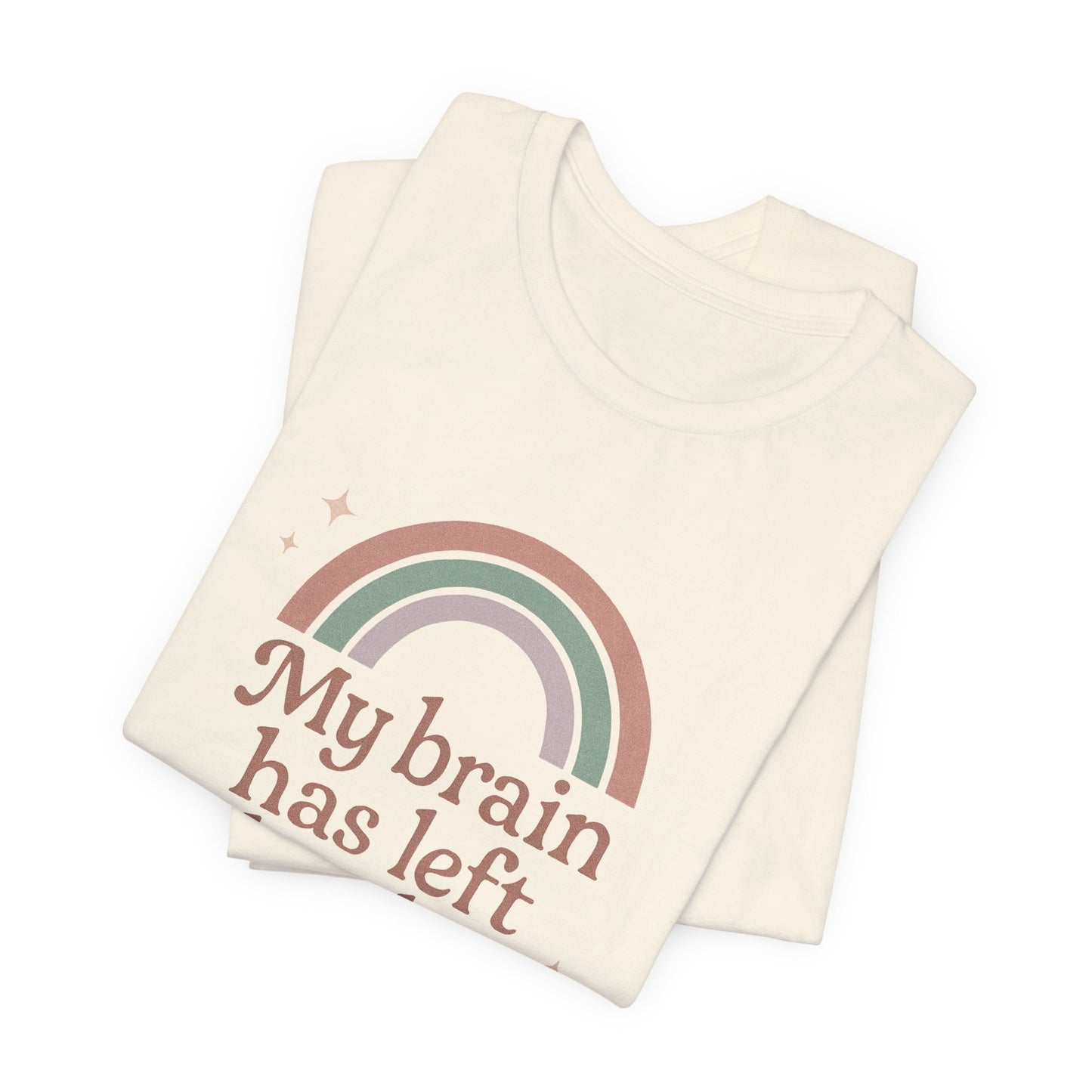 Funny Rainbow Quote T-Shirt – “My Brain Has Left the Chat” Retro Graphic Tee for Introverts & Humor Lovers