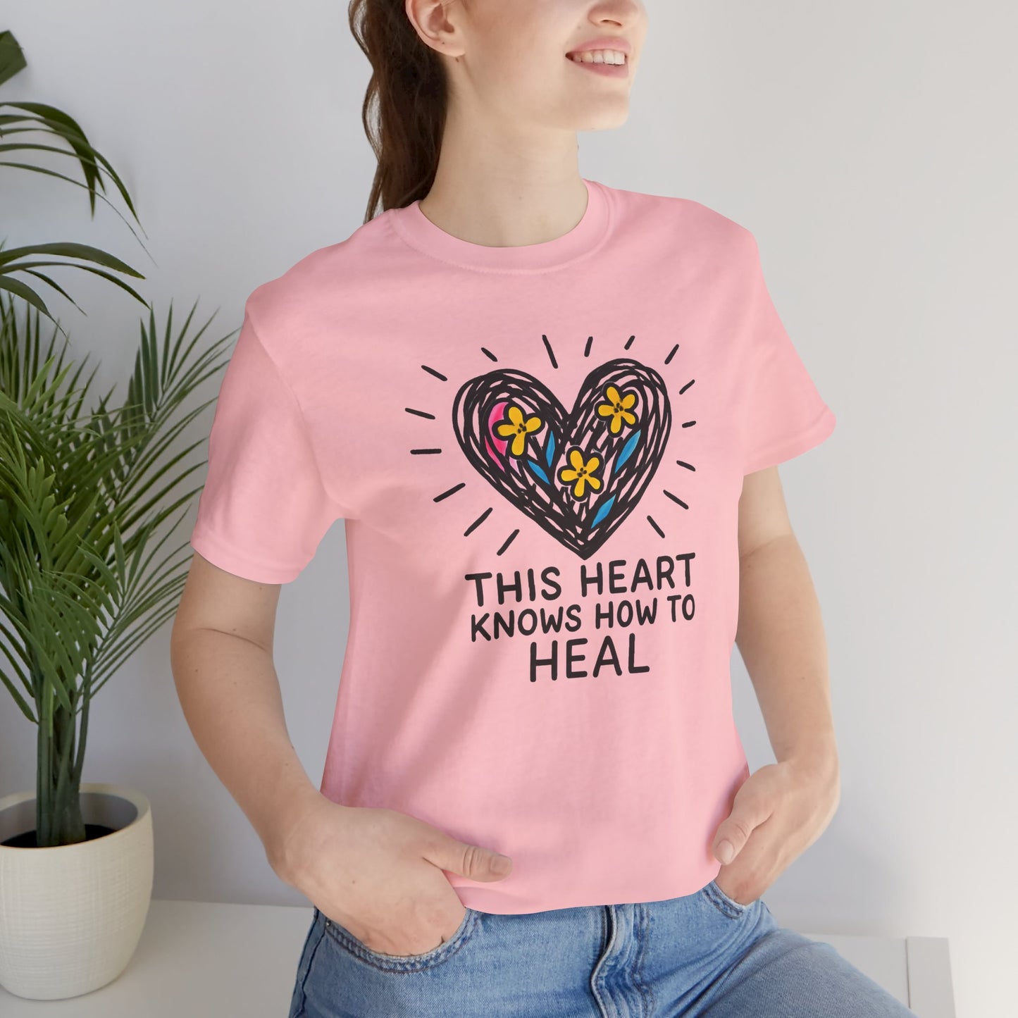 This Heart Knows How to Heal T-Shirt — Emotional Healing, Soft Heart Graphic Tee