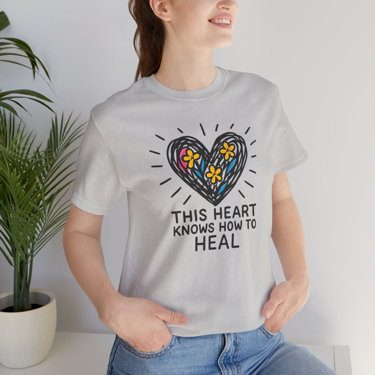 This Heart Knows How to Heal T-Shirt — Emotional Healing, Soft Heart Graphic Tee