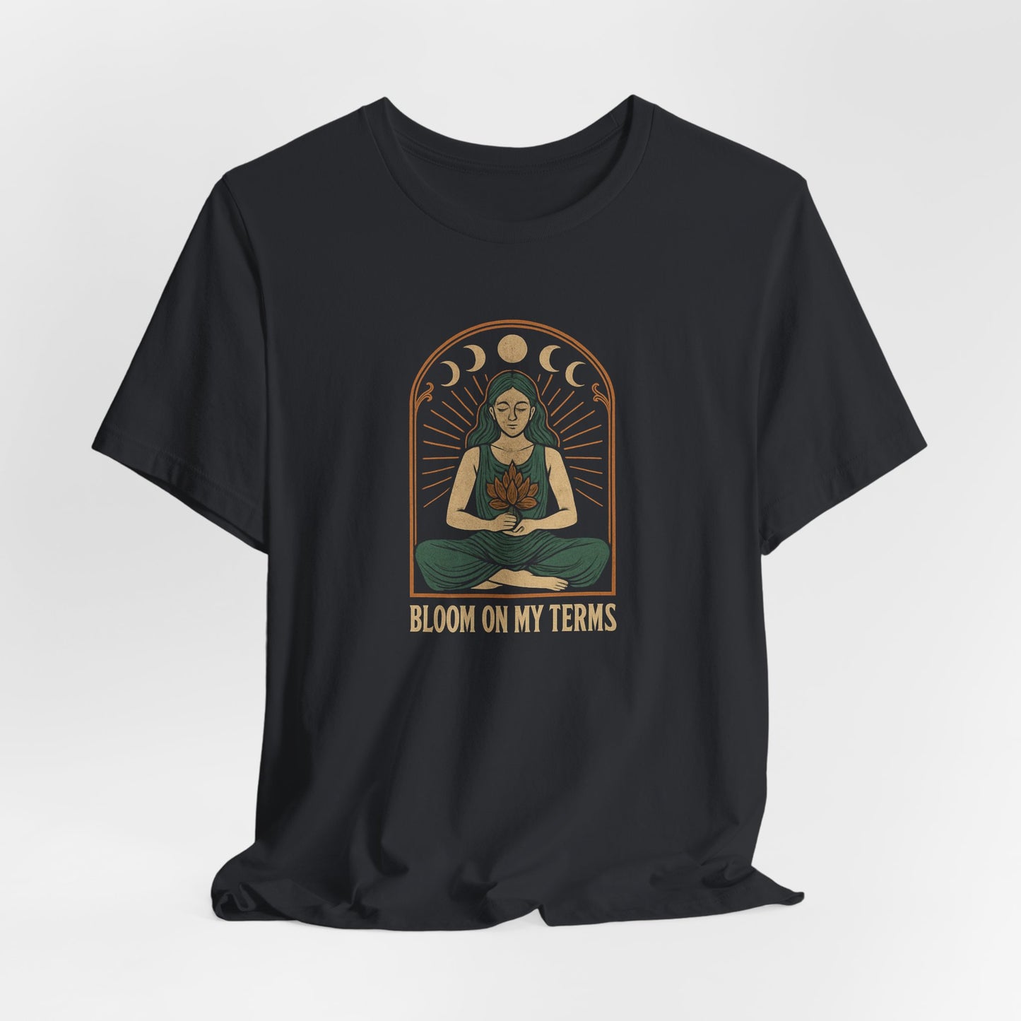Bloom on My Terms T-Shirt – Moon Phase Flower Graphic Tee