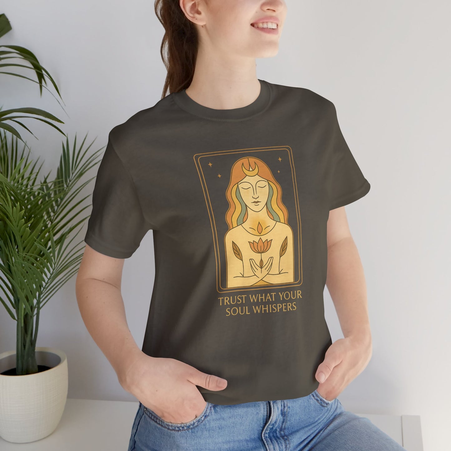 Trust Your Soul Whispers T-Shirt – Mystical Feminine Energy Graphic Tee