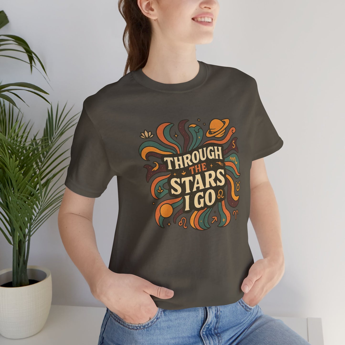 Through the Stars I Go Shirt | Retro Spacecore Tee | Cosmic Journey Top | Gentle Rebels Collection