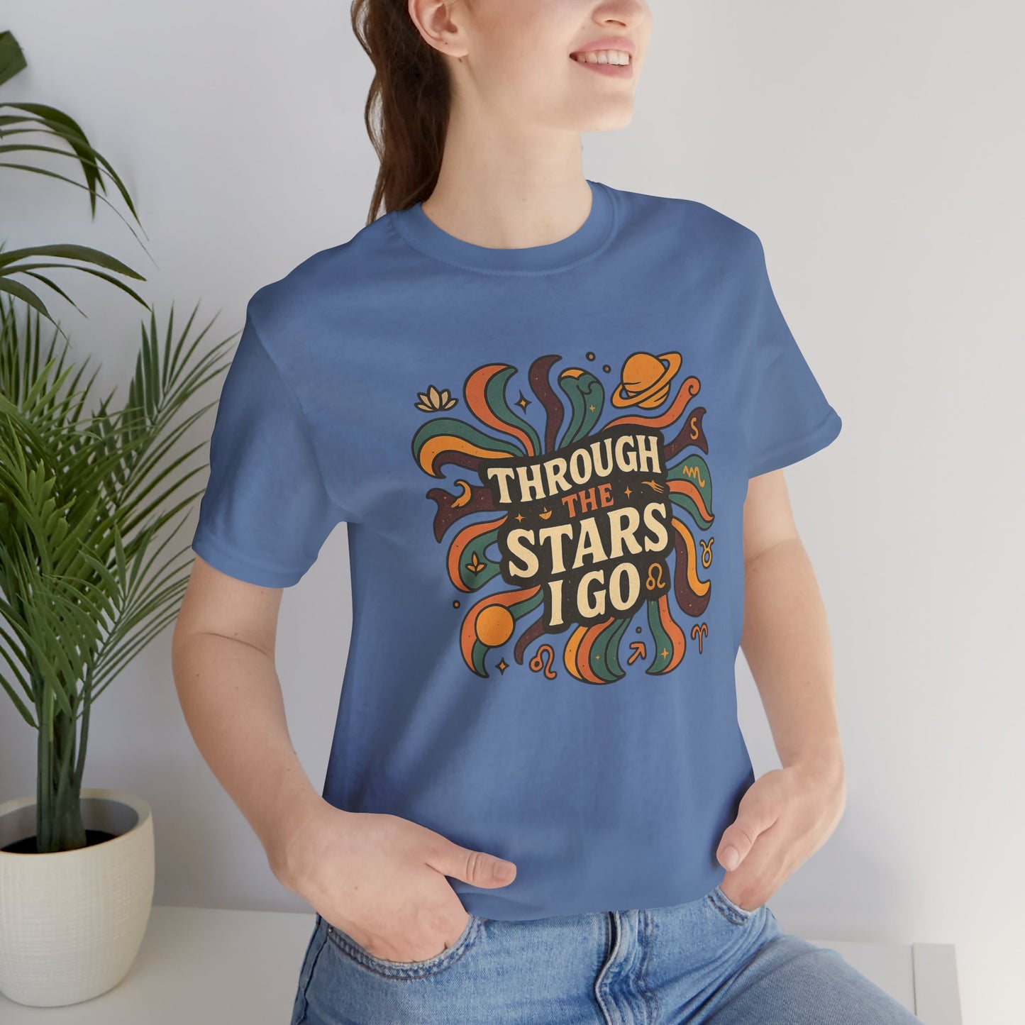 Through the Stars I Go Shirt | Retro Spacecore Tee | Cosmic Journey Top | Gentle Rebels Collection