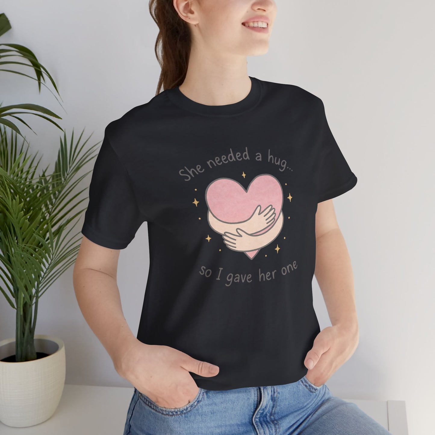Cute Soft Pink Hug T-Shirt – Empathy, Comfort & Healing Graphic Tee