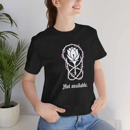 Not Available T-Shirt — Gothic Botanical Boundary Tee with Floral Sigil
