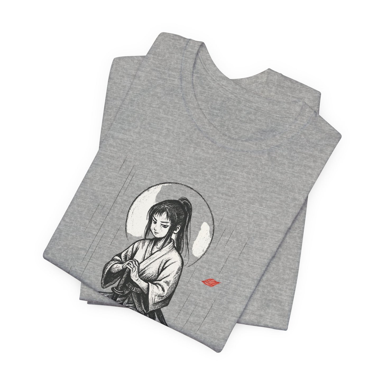Strength in Stillness – Samurai Girl Meditation T-Shirt, Soft Warrior Graphic Tee, Anime Zen Art Shirt