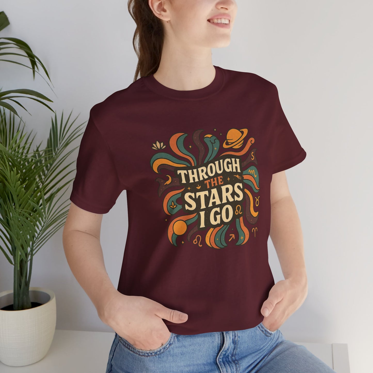 Through the Stars I Go Shirt | Retro Spacecore Tee | Cosmic Journey Top | Gentle Rebels Collection