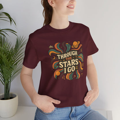 Through the Stars I Go Shirt | Retro Spacecore Tee | Cosmic Journey Top | Gentle Rebels Collection