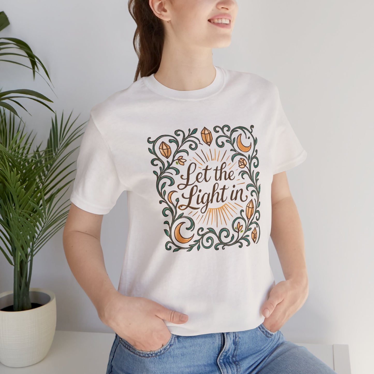 Let the Light In – Mindful Floral Quote T-Shirt
