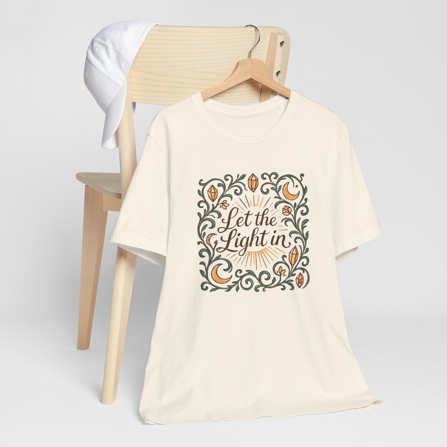 Let the Light In – Mindful Floral Quote T-Shirt