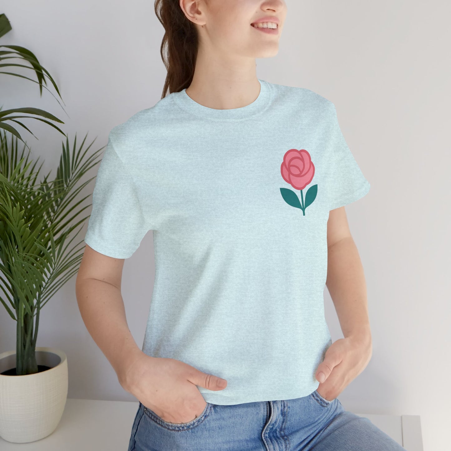 Love in Full Bloom T-Shirt – Retro Floral Graphic Tee with Front Rose & Back Flower Design – Positive Vibes Shirt