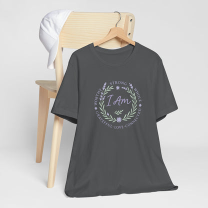 I Am Affirmation Shirt – Positive Self Worth Botanical Tee