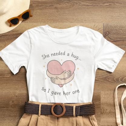 Cute Soft Pink Hug T-Shirt – Empathy, Comfort & Healing Graphic Tee