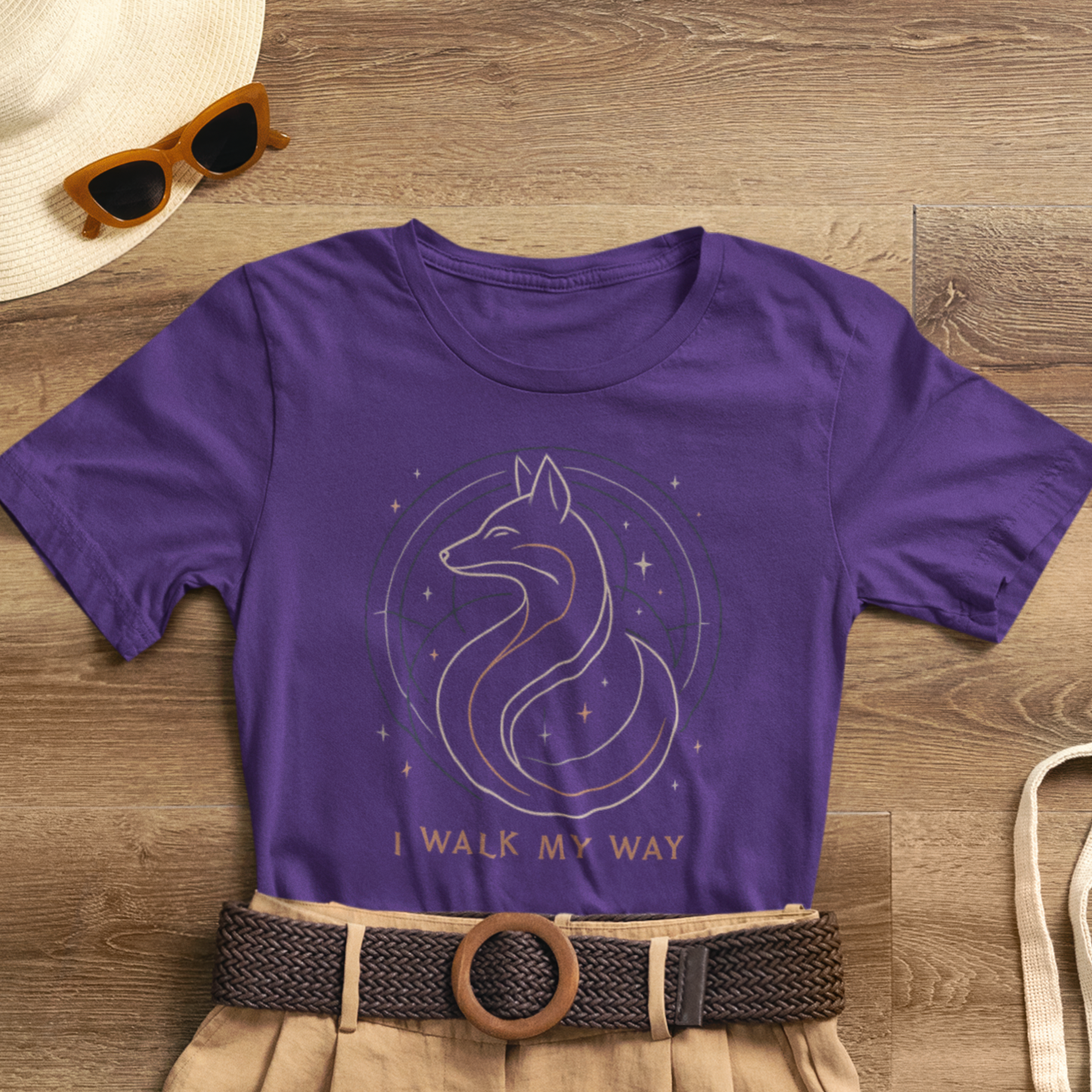 I Walk My Way Celestial Fox Shirt – Mystic Animal Graphic Tee for Free Spirits