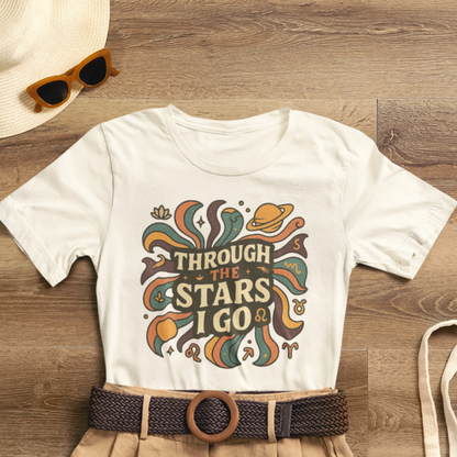 Through the Stars I Go Shirt | Retro Spacecore Tee | Cosmic Journey Top | Gentle Rebels Collection