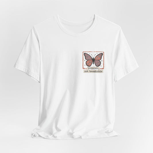 Delicate Not Breakable T-Shirt – Vintage Butterfly Square Print