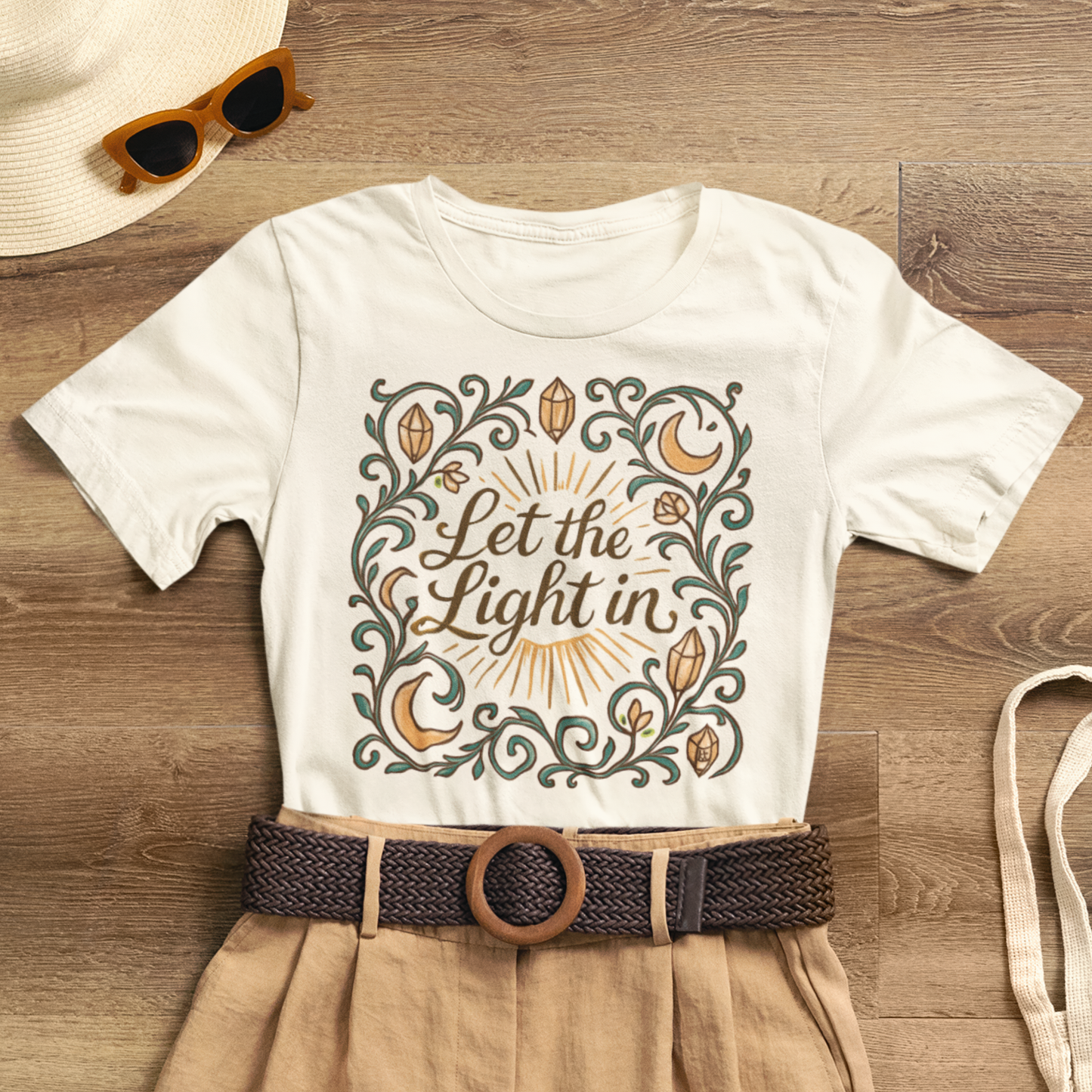 Let the Light In – Mindful Floral Quote T-Shirt
