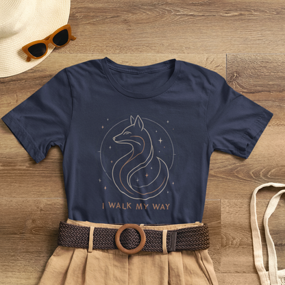 I Walk My Way Celestial Fox Shirt – Mystic Animal Graphic Tee for Free Spirits
