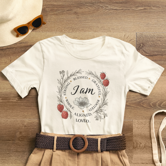 I Am Aligned & Loved – Spiritual Botanical Affirmation Tee