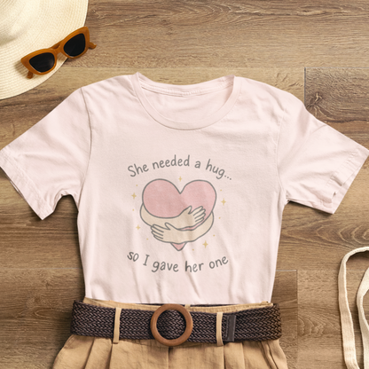 Cute Soft Pink Hug T-Shirt – Empathy, Comfort & Healing Graphic Tee