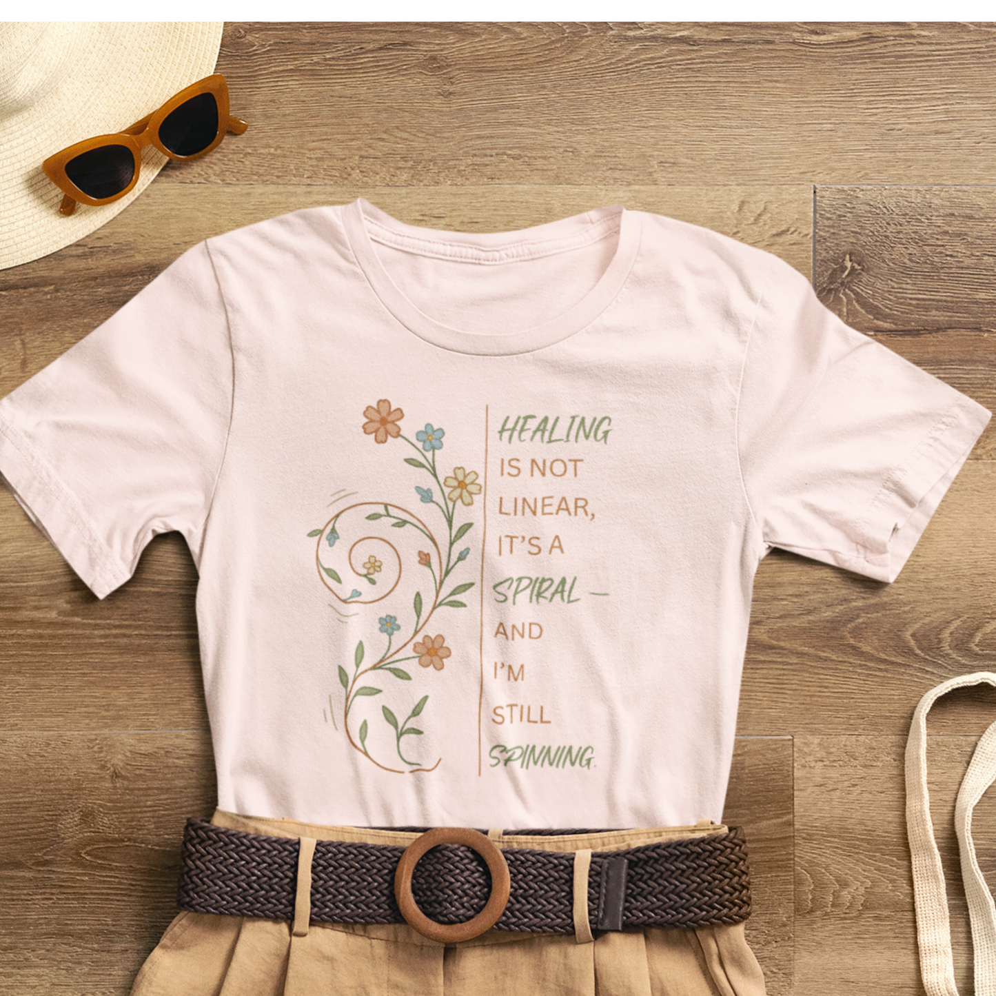 Healing Is Not Linear Spiral T-Shirt – Inspirational Self Care Tee