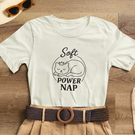 Soft Power Nap Cat Shirt – Cozy Cat Lover Tee, Cute Sleep Graphic T-Shirt