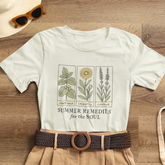 Lemon Balm, Calendula & Lavender Tee – Healing Plants Graphic Shirt