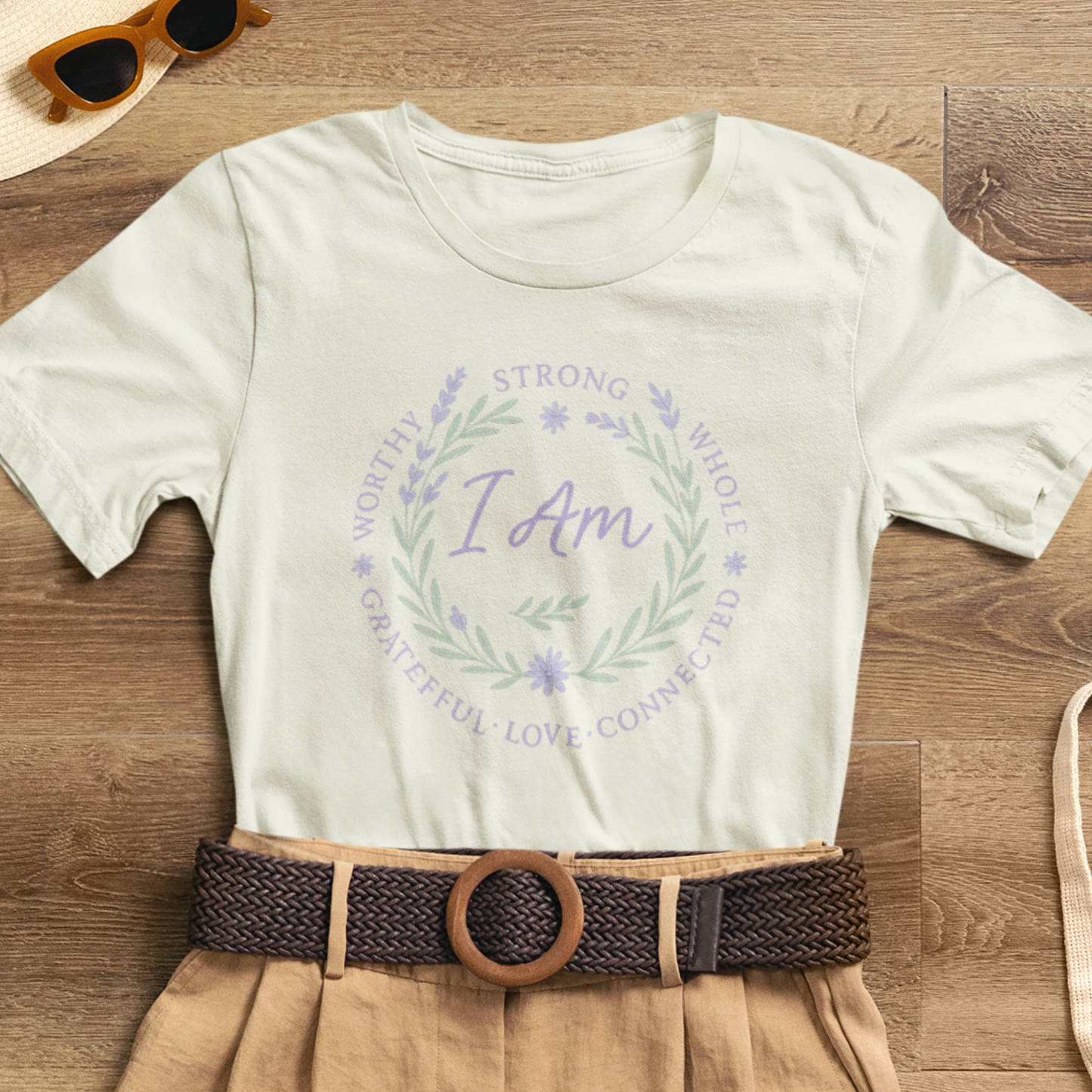 I Am Affirmation Shirt – Positive Self Worth Botanical Tee