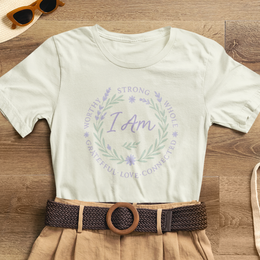 I Am Affirmation Shirt – Positive Self Worth Botanical Tee