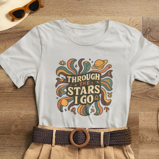 Through the Stars I Go Shirt | Retro Spacecore Tee | Cosmic Journey Top | Gentle Rebels Collection