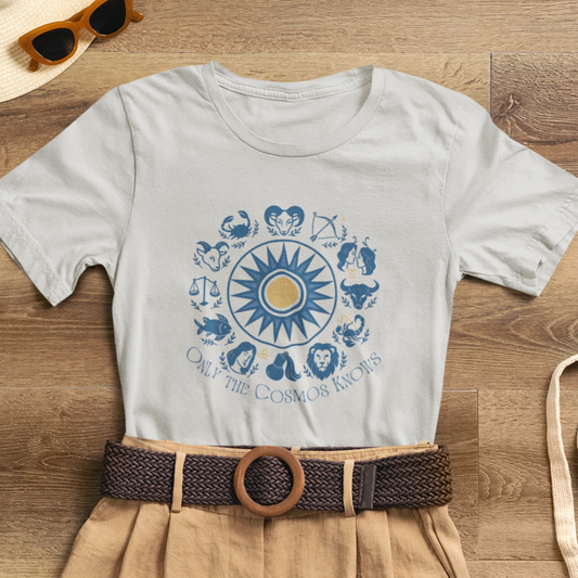 Only the Cosmos Knows Zodiac T-Shirt – Astrology Lover Celestial Graphic Tee
