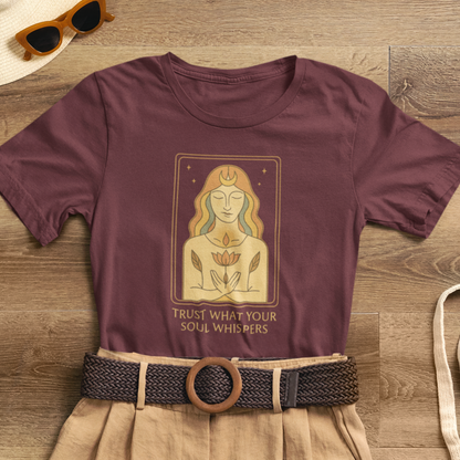 Trust Your Soul Whispers T-Shirt – Mystical Feminine Energy Graphic Tee
