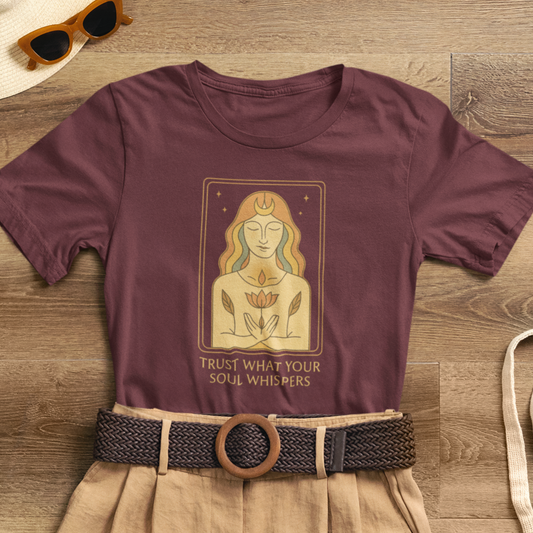 Trust Your Soul Whispers T-Shirt – Mystical Feminine Energy Graphic Tee