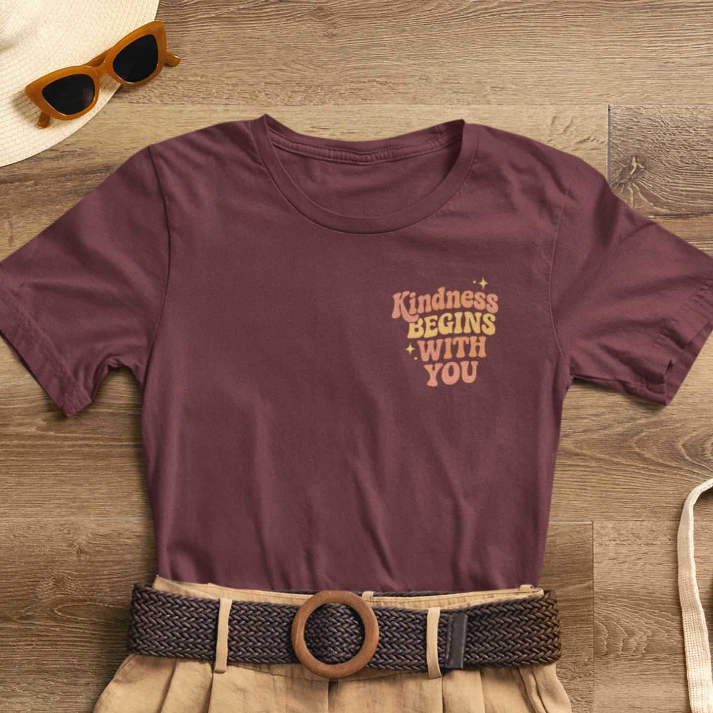 Kindness Begins With You Shirt – Positive Affirmation Tee | Mental Health & Self-Care Graphic T-Shirt (Front & Back Design)