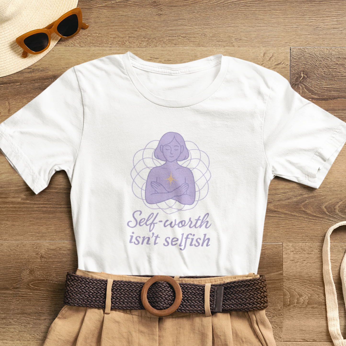 Self-Worth Isn’t Selfish Shirt | Feminist Empowerment Tee | Minimalist Line Art Graphic T-Shirt