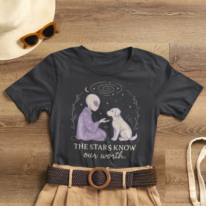 Alien & Dog Cosmic T-Shirt – The Stars Know Our Worth | Celestial Empathy Tee