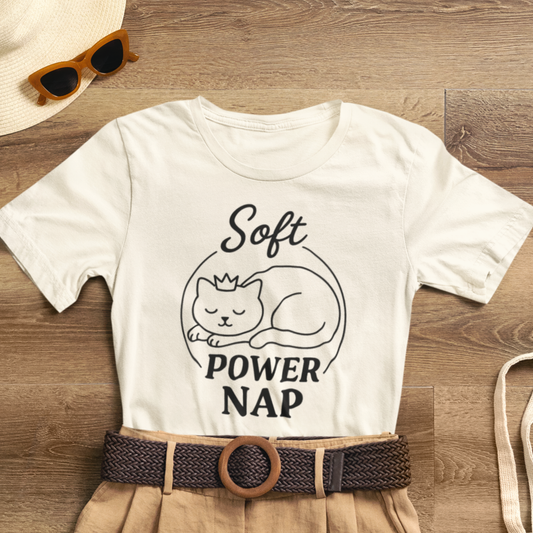 Soft Power Nap Cat Shirt – Cozy Cat Lover Tee, Cute Sleep Graphic T-Shirt
