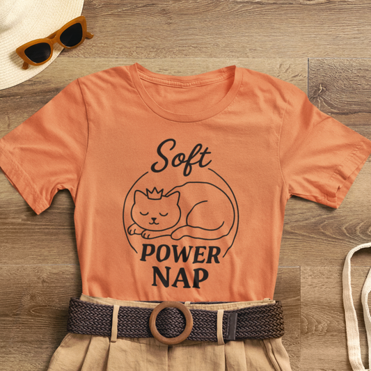 Soft Power Nap Cat Shirt – Cozy Cat Lover Tee, Cute Sleep Graphic T-Shirt
