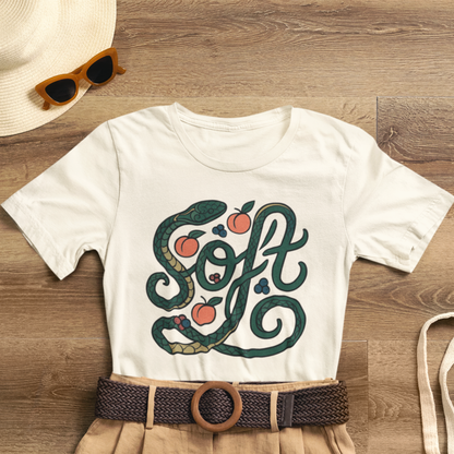 Soft Shirt | Serpent & Peach Art Tee | Self-Love and Healing Symbolic Top | Spirit Stitch Collection