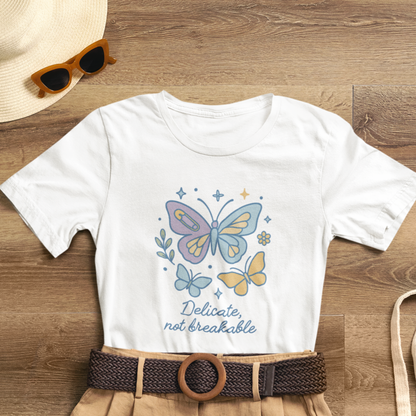 Delicate Not Breakable Shirt | Butterfly Self-Healing Tee | Gentle Strength Top | Spirit Stitch Collection