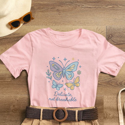 Delicate Not Breakable Shirt | Butterfly Self-Healing Tee | Gentle Strength Top | Spirit Stitch Collection