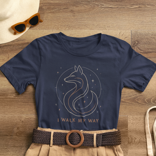 I Walk My Way Celestial Fox Shirt – Mystic Animal Graphic Tee for Free Spirits