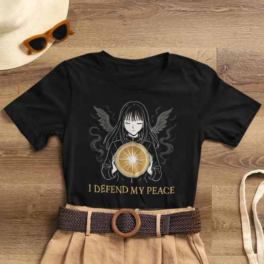 I Defend My Peace T-Shirt — Spiritual Gothic Girl Graphic Tee
