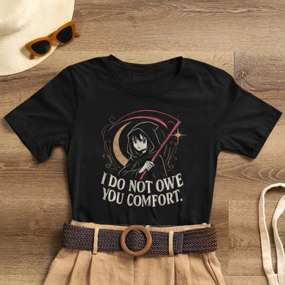 I Do Not Owe You Comfort – Goth Anime Reaper Girl Boundary-Setting T-Shirt