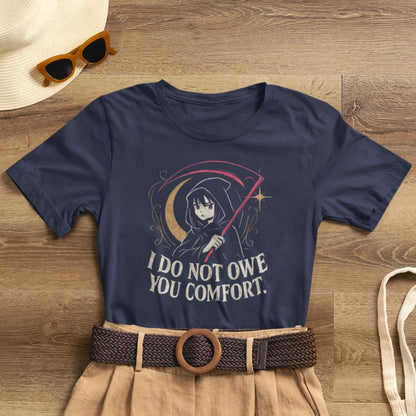 I Do Not Owe You Comfort – Goth Anime Reaper Girl Boundary-Setting T-Shirt