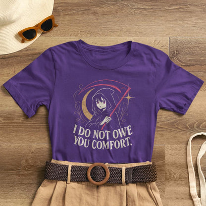 I Do Not Owe You Comfort – Goth Anime Reaper Girl Boundary-Setting T-Shirt